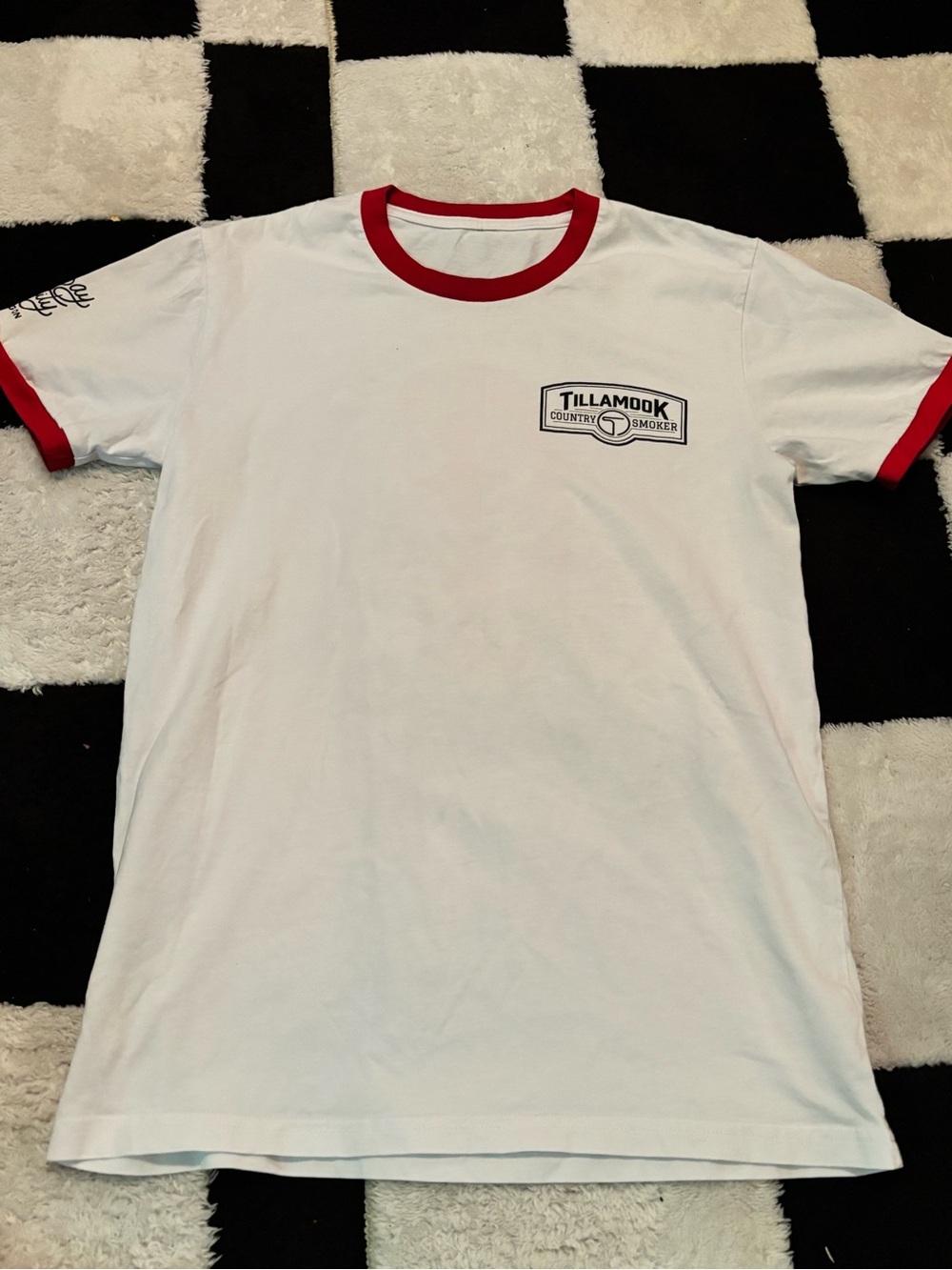 White & Red Ringer Men's T-Shirt
